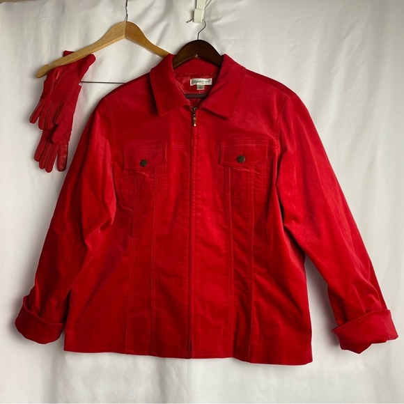 Coldwater Creek Jackets & Blazers - Coldwater Creek Smart Full Zip Corduroy Jacket w/2 Button Flap Pockets + Gloves